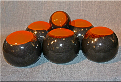 6 inch orange and dark brown fireball