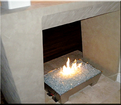 custom fireplace fireglass pan