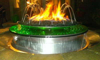 custom water and fire outdoor feature