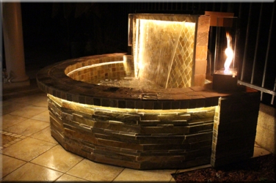 Portolo Water Feature With Fire, Fire Pit With Water Fountain