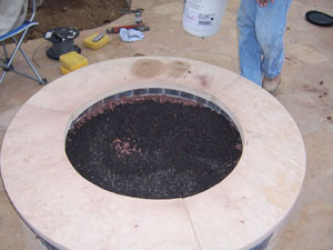 crushed lava rock in a firepit