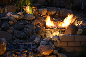 outdoor custom fire and water waterfall fountain 5