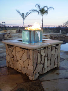 Outdoor Custom Fire And Water Feature Firefalls With Fire Pit Avialable In Either Propane Or Natural Gas