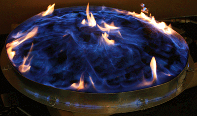 Make Blue flames with Black Magic sand. White and green sand for fireplaces  make blue flames.
