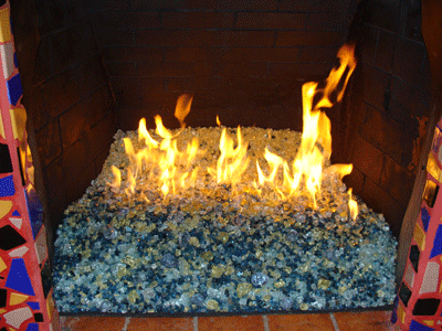 aqua tint Fireplace Gas Logs Fire Pit 15 LBS CLEAR CHUNKY FIREGLASS 