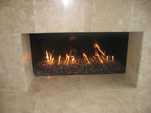 fireplace designs using fire rocks