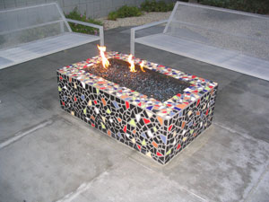 mosiac fire pit with fire crystals