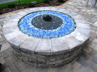 Propane Firepit with toppers and fireglass 