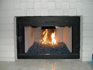 fireplace ideas with glass stones