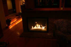 fire sample in firetglass fireplace