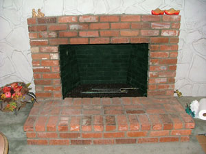 burner in brick fireplace