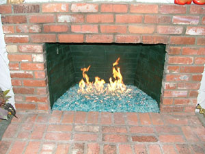 fire glass fireplace idea