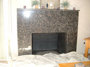 marble fireplace painted black