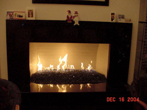 fire glass fireplace with fire glass stones