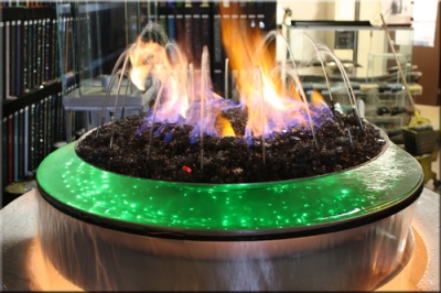 Water Feature Firefalls With Fire Pit, Gas Fire Pit With Water Feature